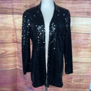 Express Black Sequin Blazer Jacket Women's Size M